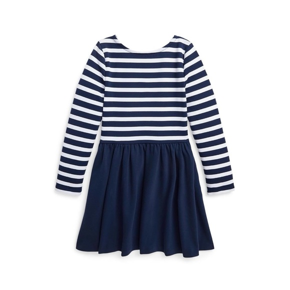 Polo by Ralph Lauren Blue and White Pleated Fit and Flare Dress - Picture 4 of 7